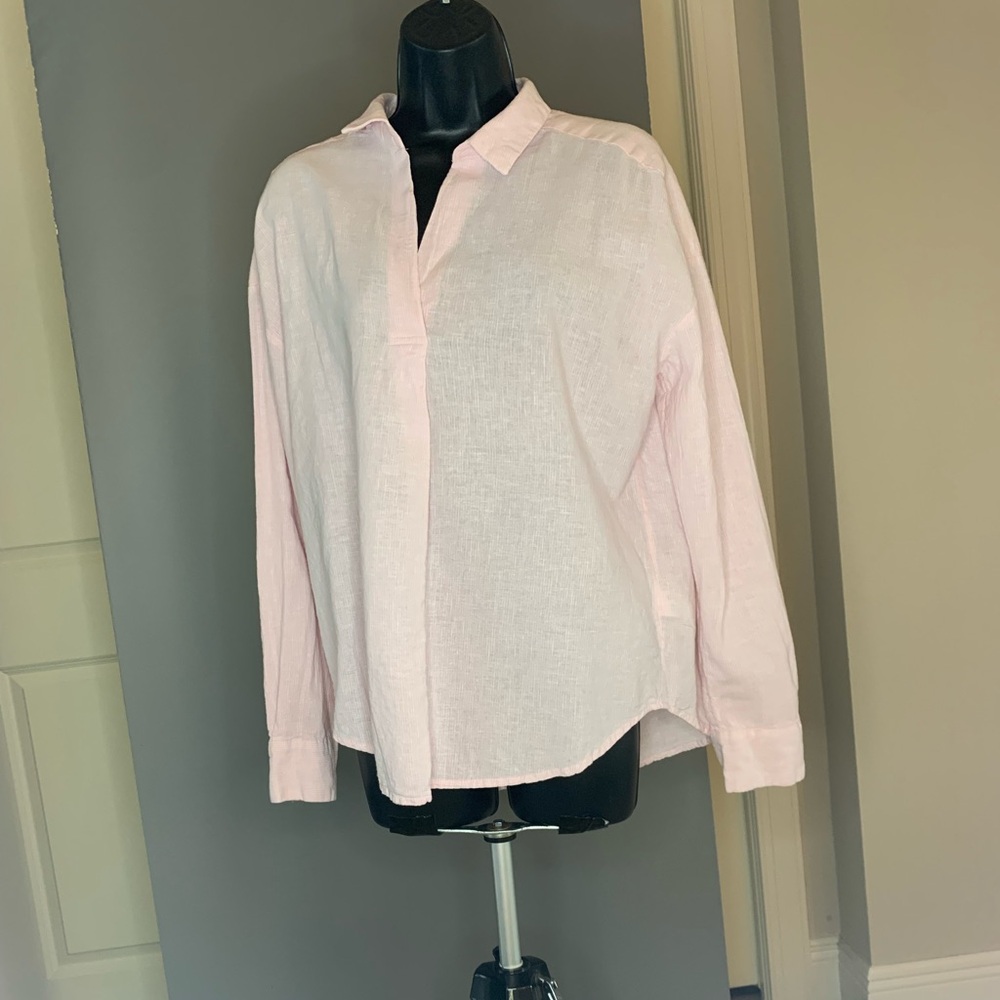 Swingy Pink Linen Blouse